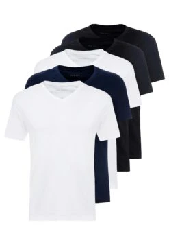 Pier One5 PACK - T-shirt - Bas - White/blue/black -Macys Butik 2819a515ceaa41a7b996144dea7390c3