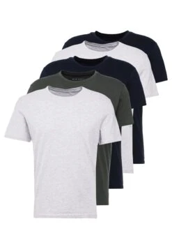 Pier One5 PACK - T-shirt - Bas - Dark Blue/grey/khaki -Macys Butik 325cf046ffc64432affa66ab60fd39f6