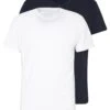 Pier One2 PACK - T-shirt - Bas - White/dark Blue