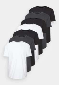 Pier One7 PACK - T-shirt - Bas - Mottled Dark Grey/white/black